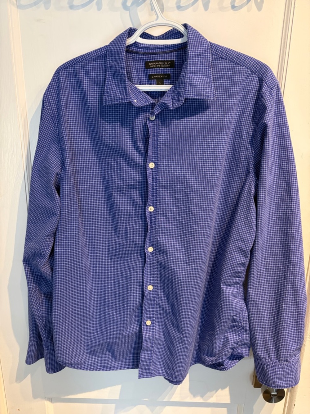 Banana Republic Men's Blue Micro-Check Dress Shirt